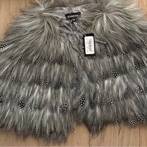 Bebe Gray Faux Fur Vest